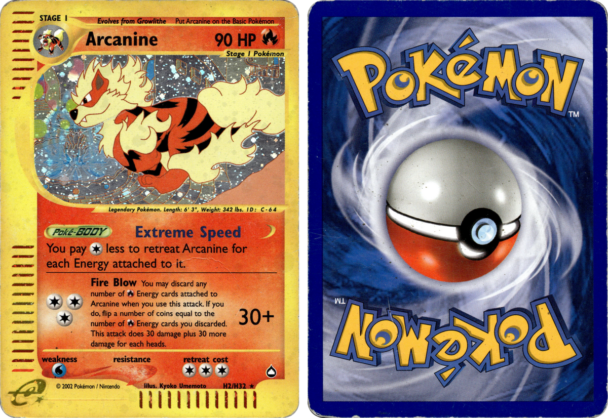 Arcanine (H2) – forside og bakside (skannet)