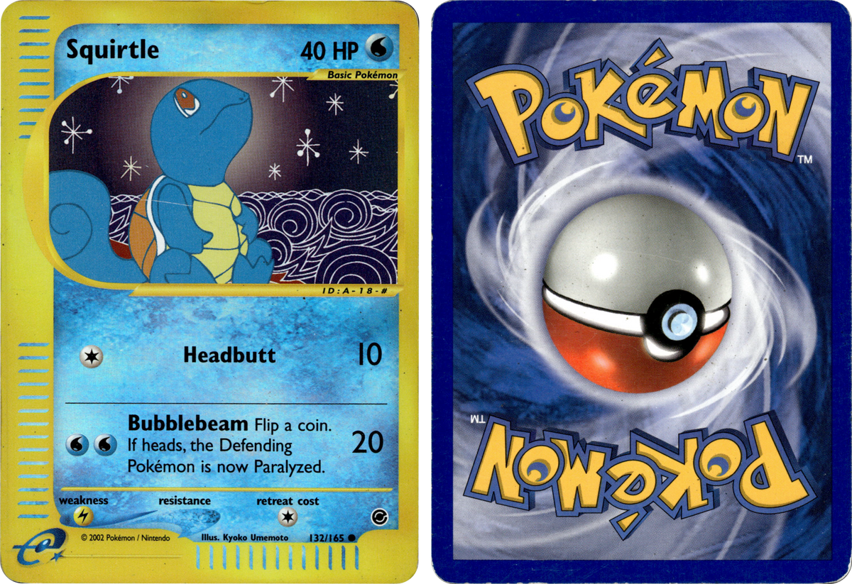 Squirtle (132) – forside og bakside (skannet)