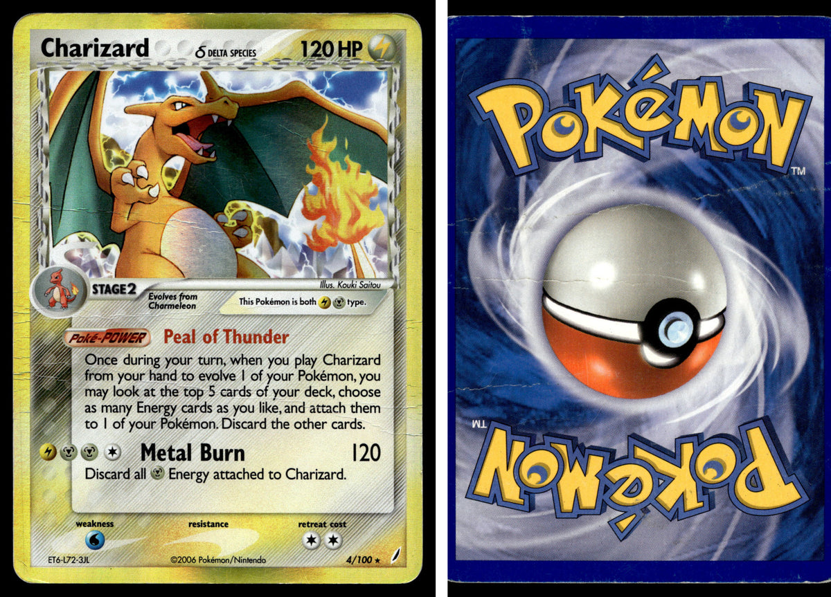 Charizard (Delta Species) – forside og bakside (skannet)