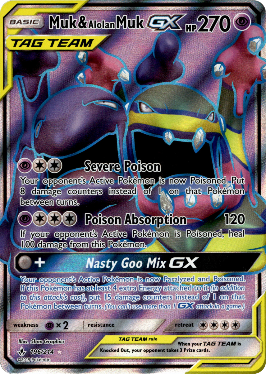 Muk & Alolan Muk GX (196) (Full Art) · Holofoil (eget bilde)