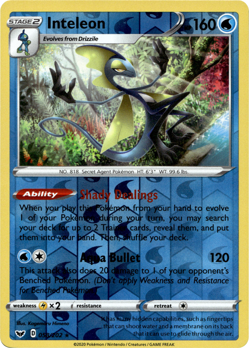 Inteleon (058) · Reverse Holofoil (eget bilde)
