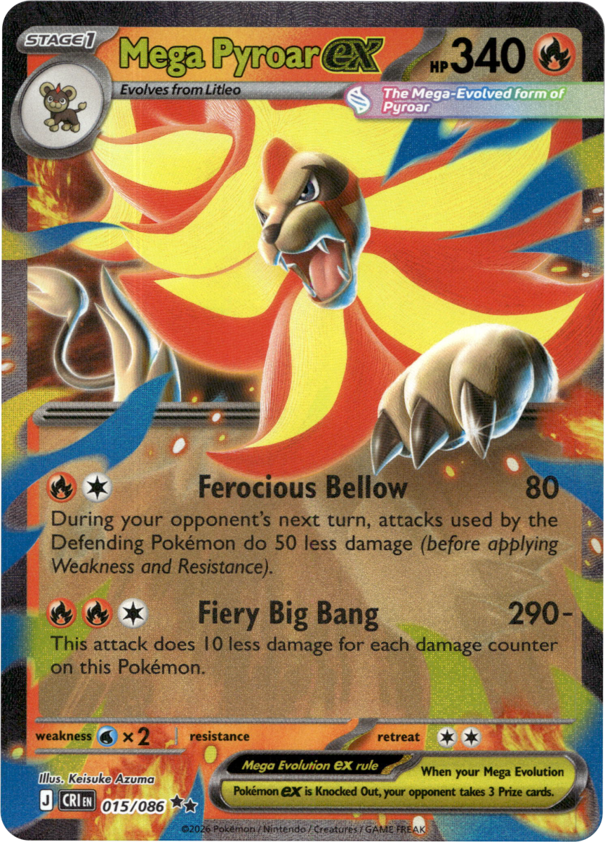 Mega Pyroar ex - 015/086 · Holofoil (eget bilde)