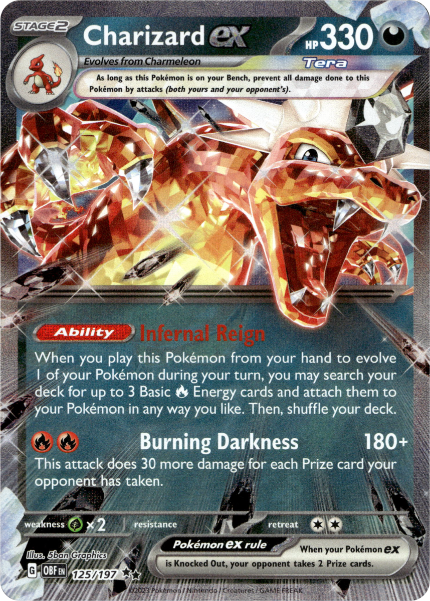 Charizard ex - 125/197 · Holofoil (eget bilde)