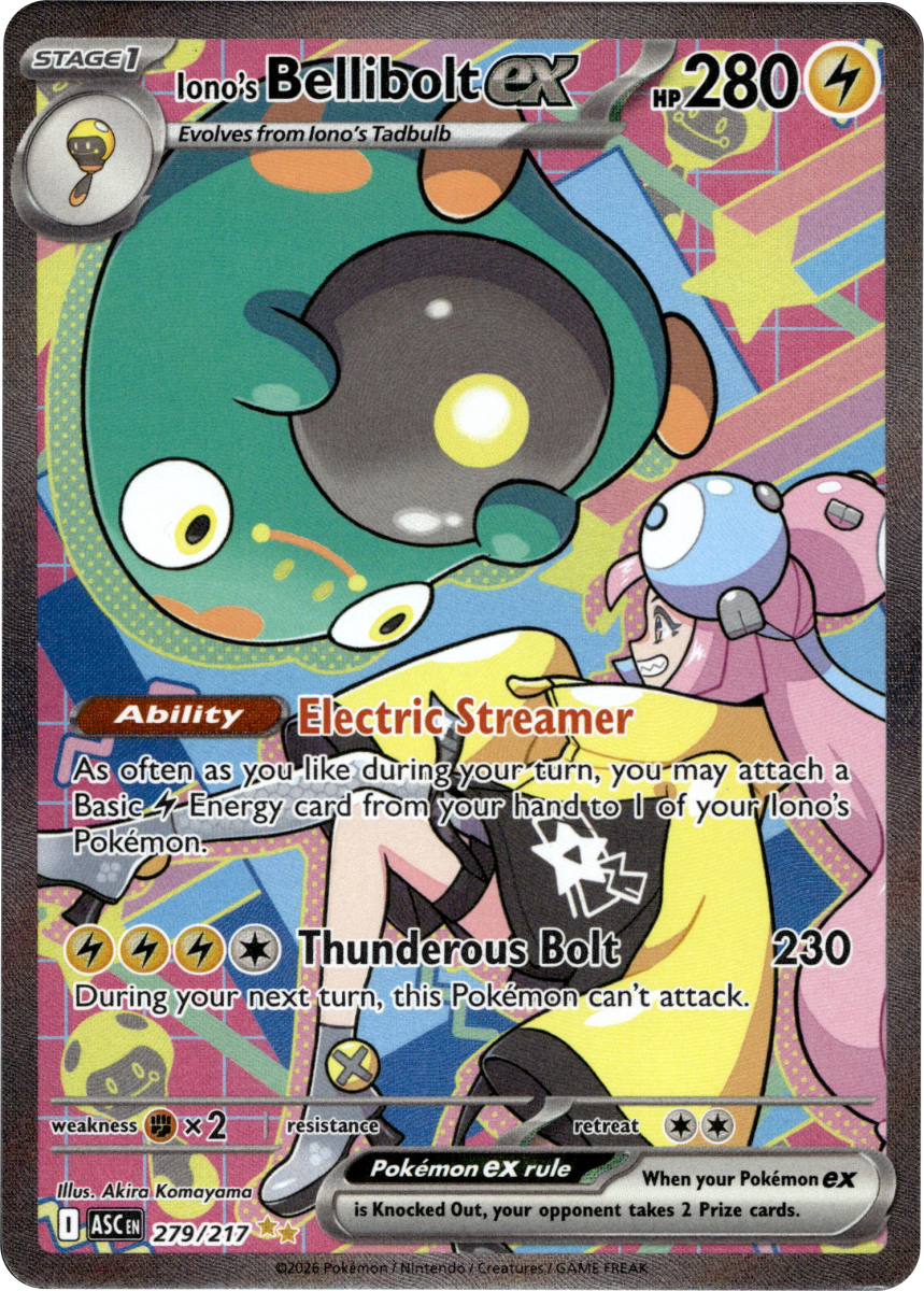 Iono's Bellibolt ex - 279/217 · Holofoil (eget bilde)