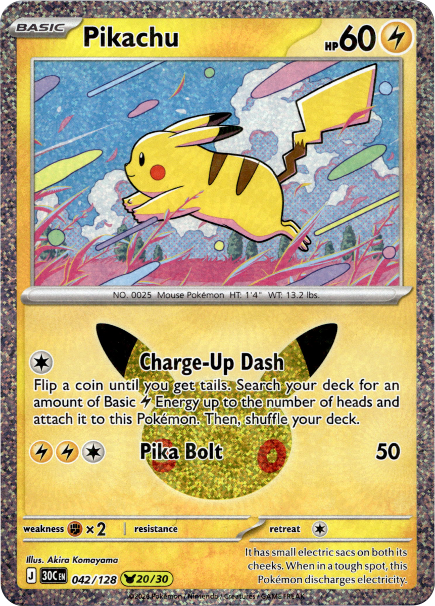 Pikachu - 042/128 · Holofoil (eget bilde)