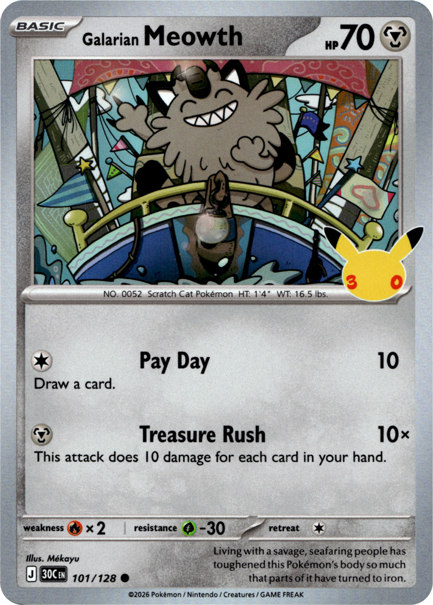 Galarian Meowth - 101/128 · Holofoil (eget bilde)