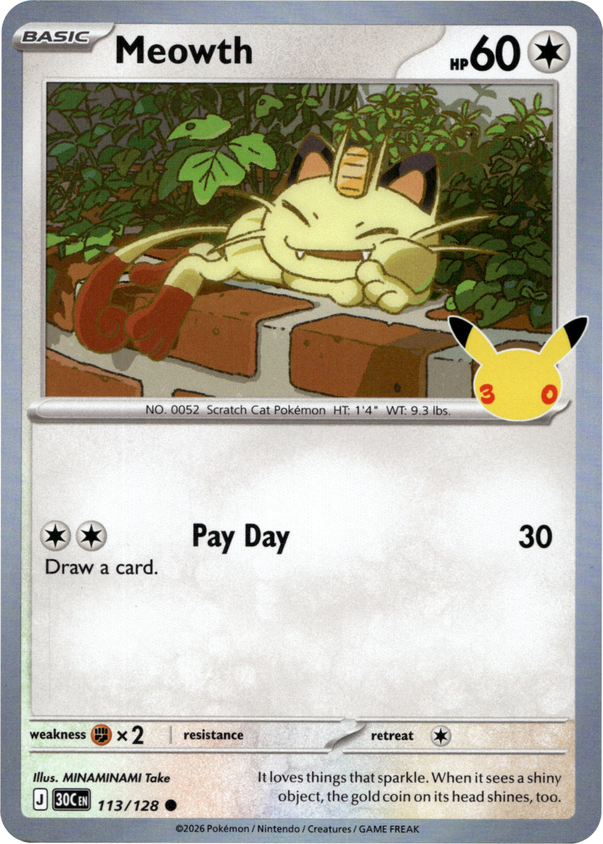 Meowth - 113/128 · Holofoil (eget bilde)