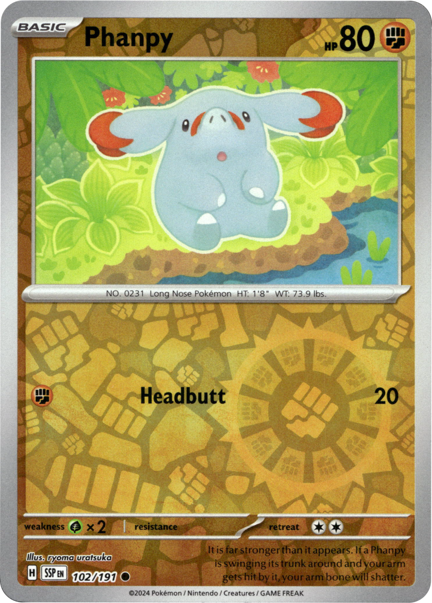 Phanpy - 102/191 · Reverse Holofoil (eget bilde)